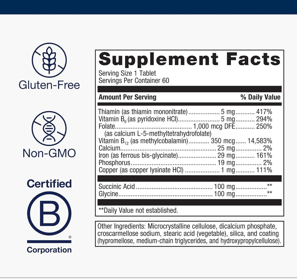 Metagenics Hemagenics - Iron Supplement - Non-Constipating - Vitamin B12, B6 & Folate - Supports Formation & Maintenance of Healthy Red Blood Cells* - Non-GMO, Gluten-Free & Vegetarian - 60 Tablets
