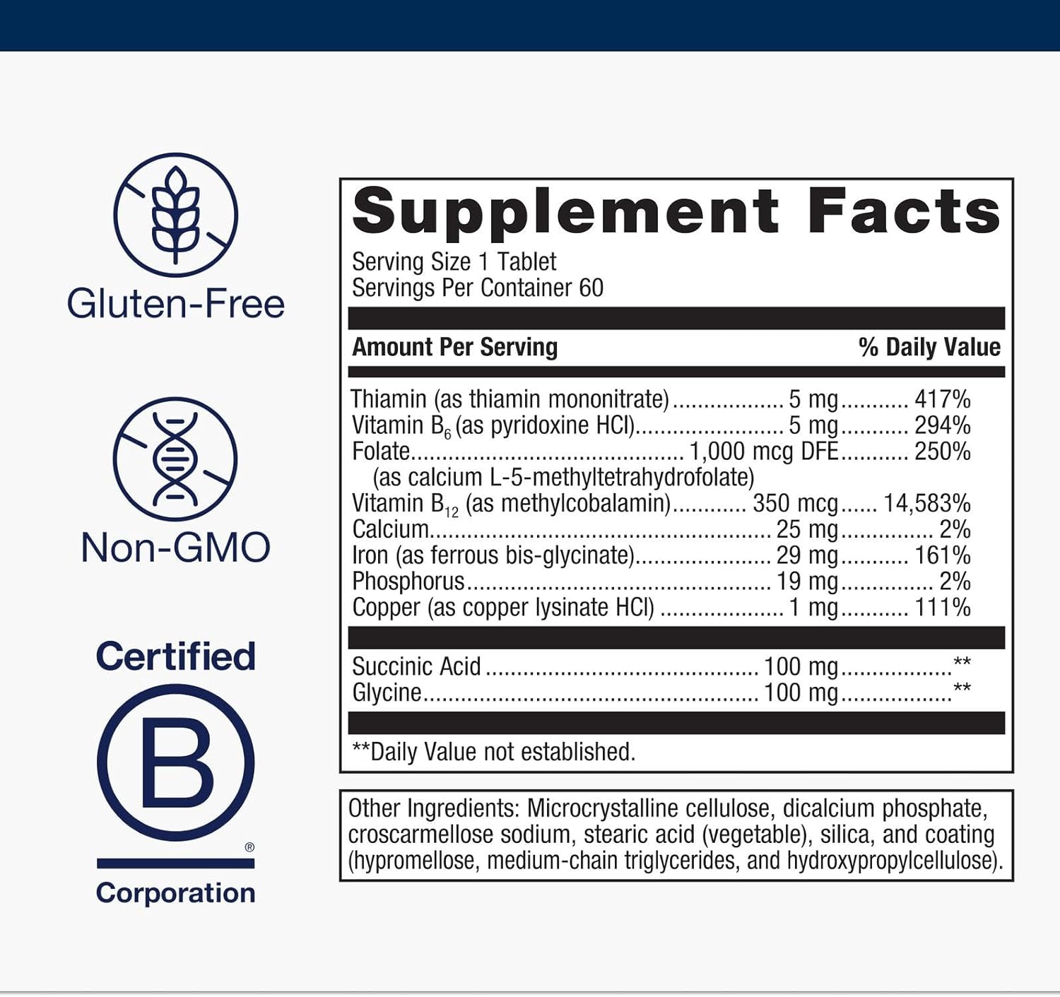 Metagenics Hemagenics - Iron Supplement - Non-Constipating - Vitamin B12, B6 & Folate - Supports Formation & Maintenance of Healthy Red Blood Cells* - Non-GMO, Gluten-Free & Vegetarian - 60 Tablets