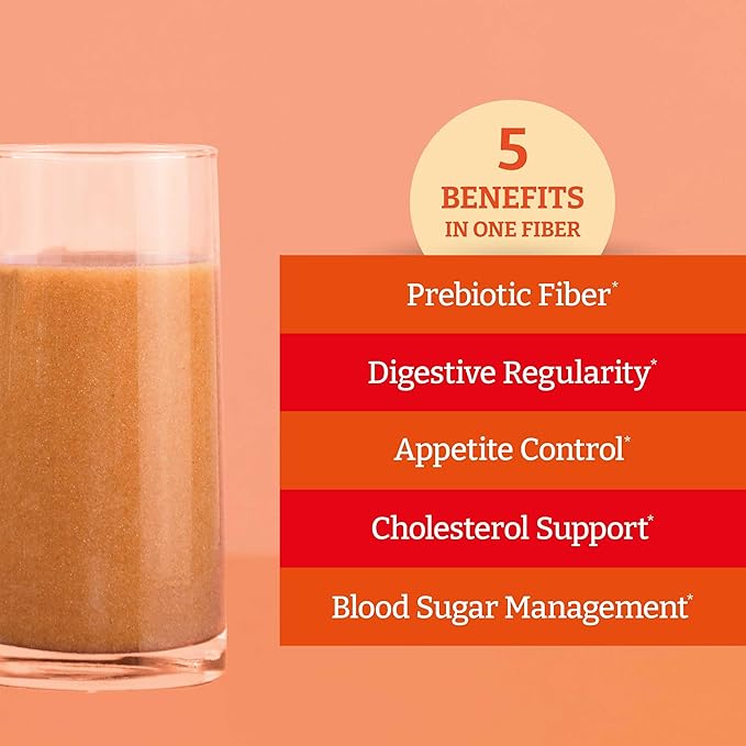 Chiamucil Prebiotic Fiber Supplement Powder – Chia Fiber & Chicory Root (Inulin) for Digestive Health & Appetite Control – Gluten & Sugar Free, Vegan, Non-GMO, Orange - 80 Servings