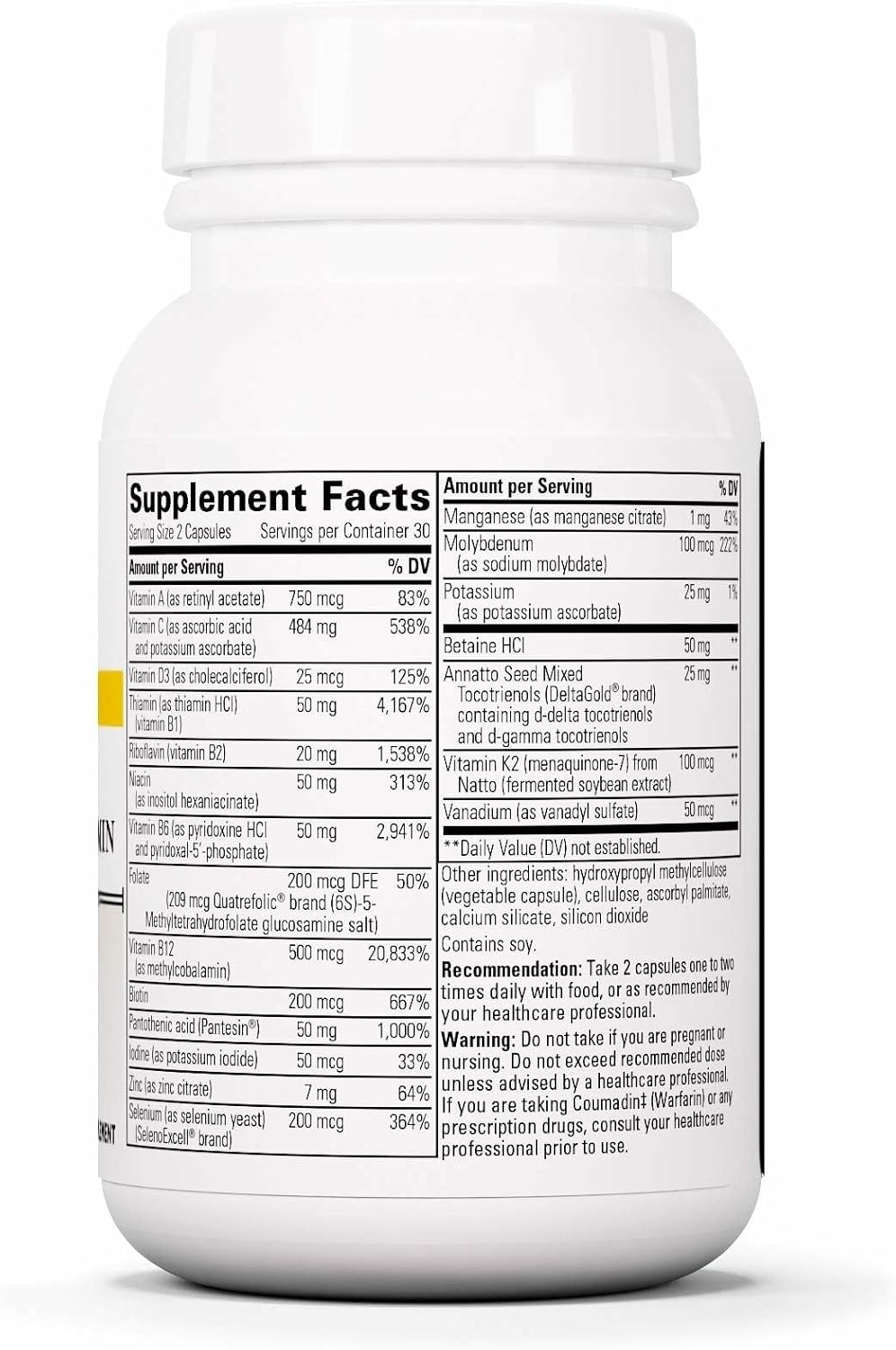 Integrative Therapeutics ProThrivers Wellness Multivitamin - Includes Vitamin A, C & B12 - Multivitamin Supplement with Included Minerals - 60 Capsules (30 Servings)