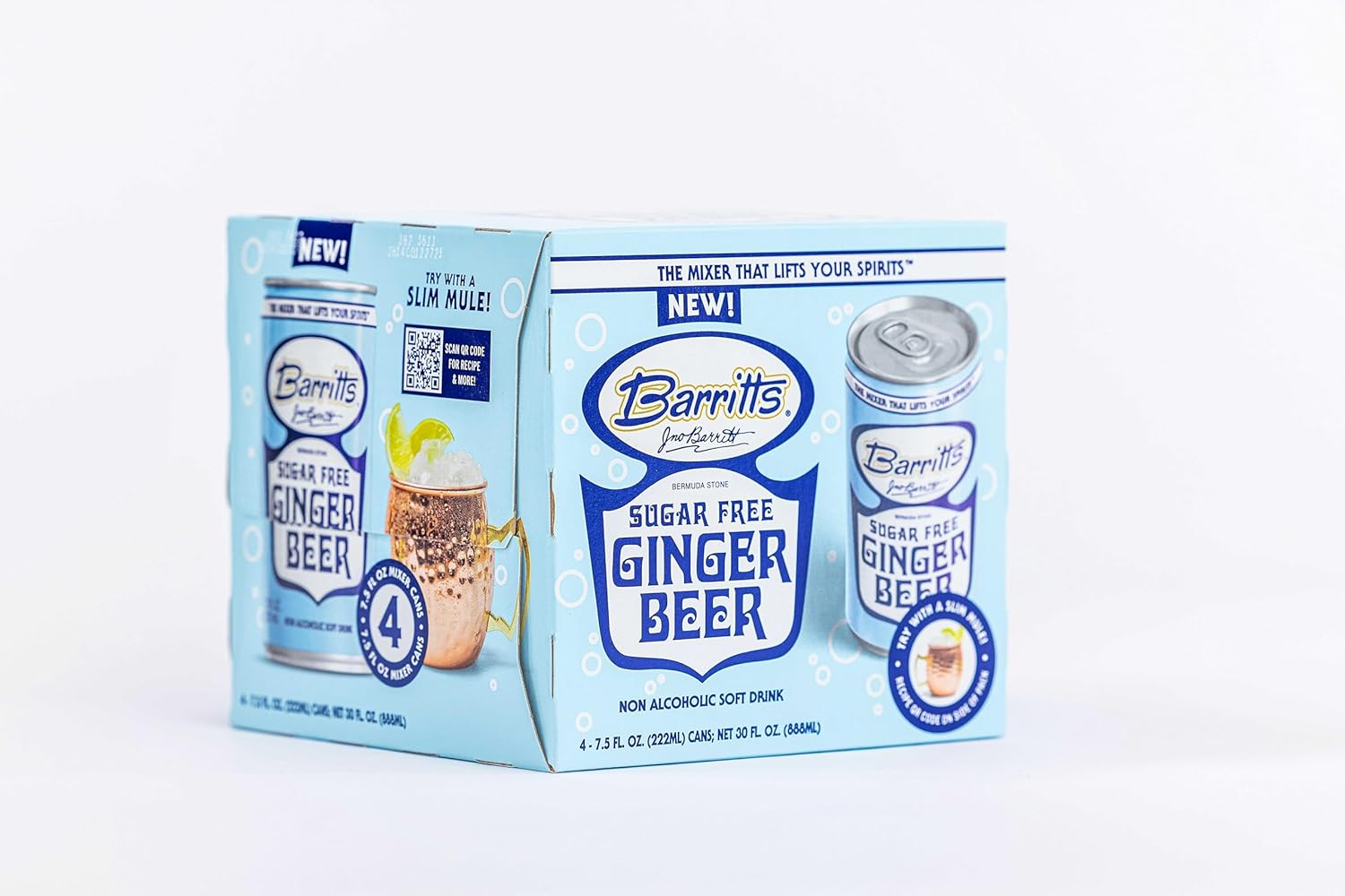 Barritt's Mixers - Ginger Beer Mix, Non-Alcoholic Soda Cocktail Mixer, 7.5 fl oz Cans, 24 Pack, Mini