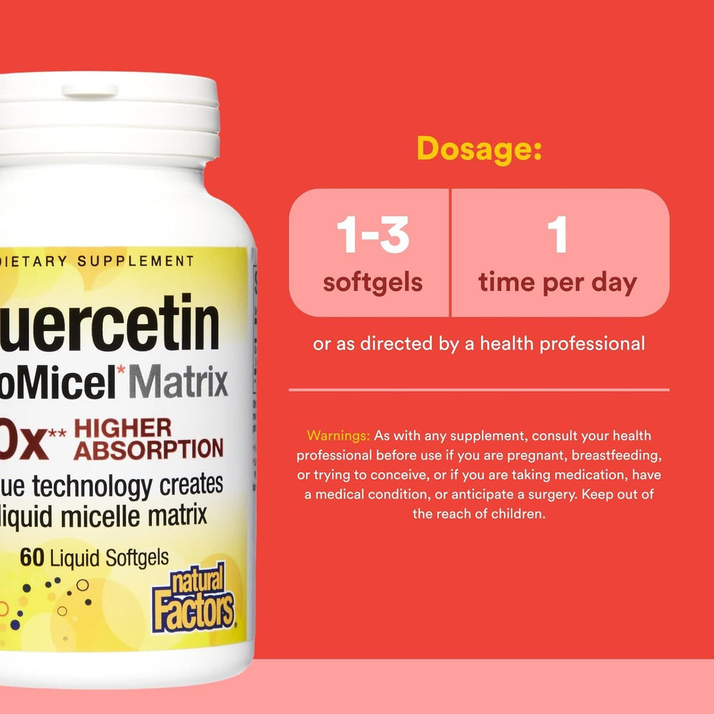 Natural Factors, Quercetin LipoMicel Matrix for Superior Absorption,Gel, 60 Count