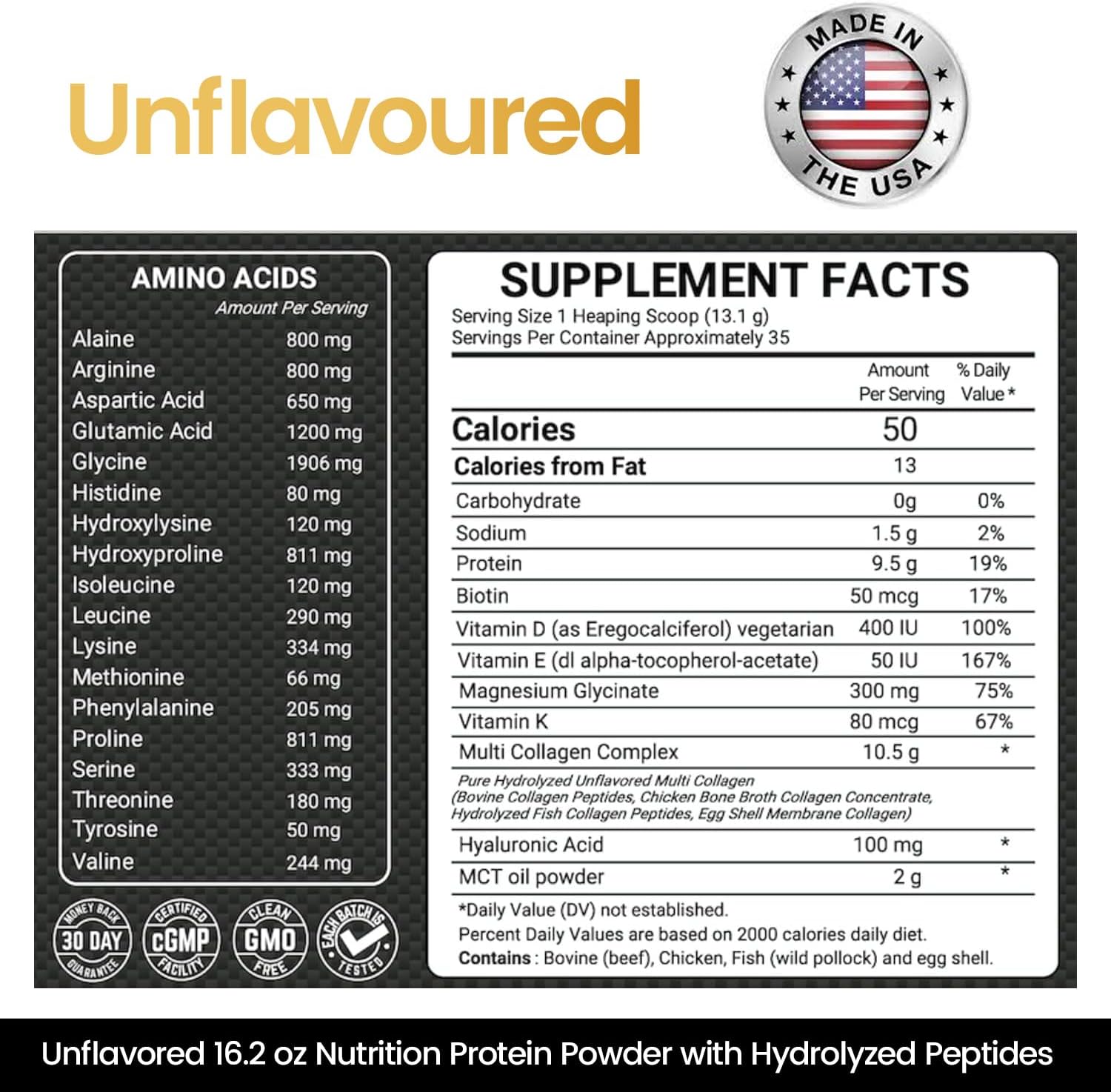Multi Collagen Protein Powder 16.2 oz (Pack of 6) | 5 Types with Bone Broth, Hydrolyzed Peptides, Biotin & MCT Oil, Unflavored, Supports Skin, Hair, Nails, Joints & Gut Health
