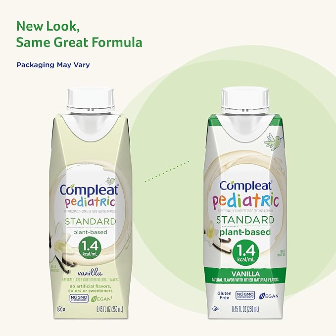 Compleat Pediatric Standard 1.4mL, Plant Based Nutritionally Complete Shake, Tube Feeding Formula, Vanilla Flavor, 24 Pack