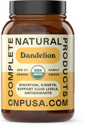 Complete Natural Products Pure Organic Dandelion Root Capsules - 530mg Capsules 100 Pills Dried Dandelion Root Herbal Supplement