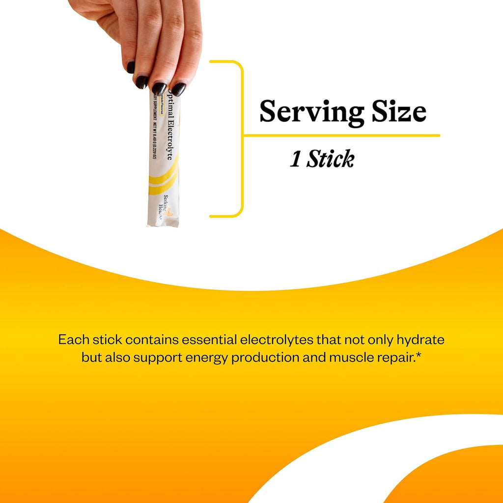 Seeking Health Optimal Electrolyte Sticks - Electrolyte Drink for Hydration, Heart & Muscle Recovery† Support - Supports Active Lifestyle - Vegan, Gluten-Free & Non-GMO - Lemonade Flavor, 30 Sticks