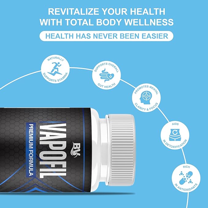 BLUE VIBE Vapofil Premium Wellness and Advanced Health Management Supplement Pills, Vapofil Maximum Strength Advanced Daily Health Support and Overall Wellness Formula Supplement (60 Capsules)