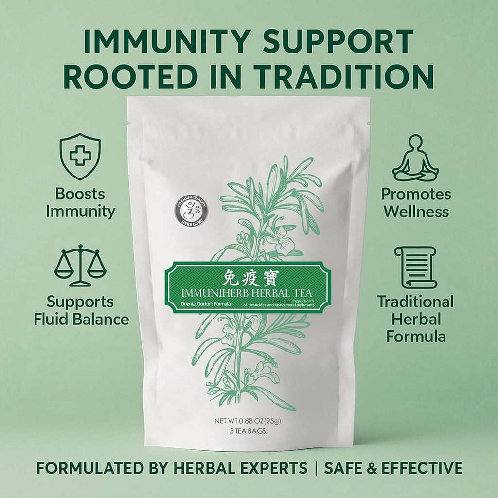 Herb Guru Immuniherb Herbal Tea Bags – Herbal Teas Blend For Respiratory Comfort With Ginger, Licorice Root, Mint, & Chrysanthemum, 0.88 Ounces