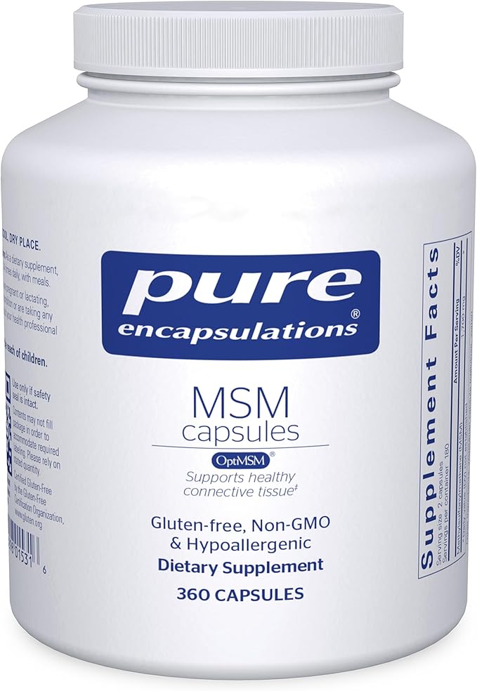 Pure Encapsulations MSM Capsules | Sulfur Supplement to Support Joints, Immune System, Connective Tissue, and Respiratory Health* | 360 Capsules