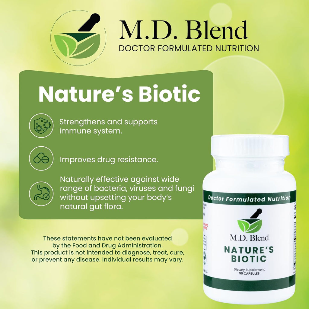 Nature’s Biotic - Expert Formulated Supplement - Immune Functions & System Wellness - Key Vitamins & Minerals - Powerful Berberine, Oregano, Garlic, Magnesium, Zinc - 90 Capsules
