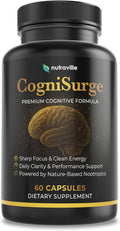 CogniSurge Nootropics Brain Support Supplement for Memory and Focus - Nature-Powered Lion's Mane Supplement Capsules with Shilajit - No Caffeine or Stimulants - 30 Servings