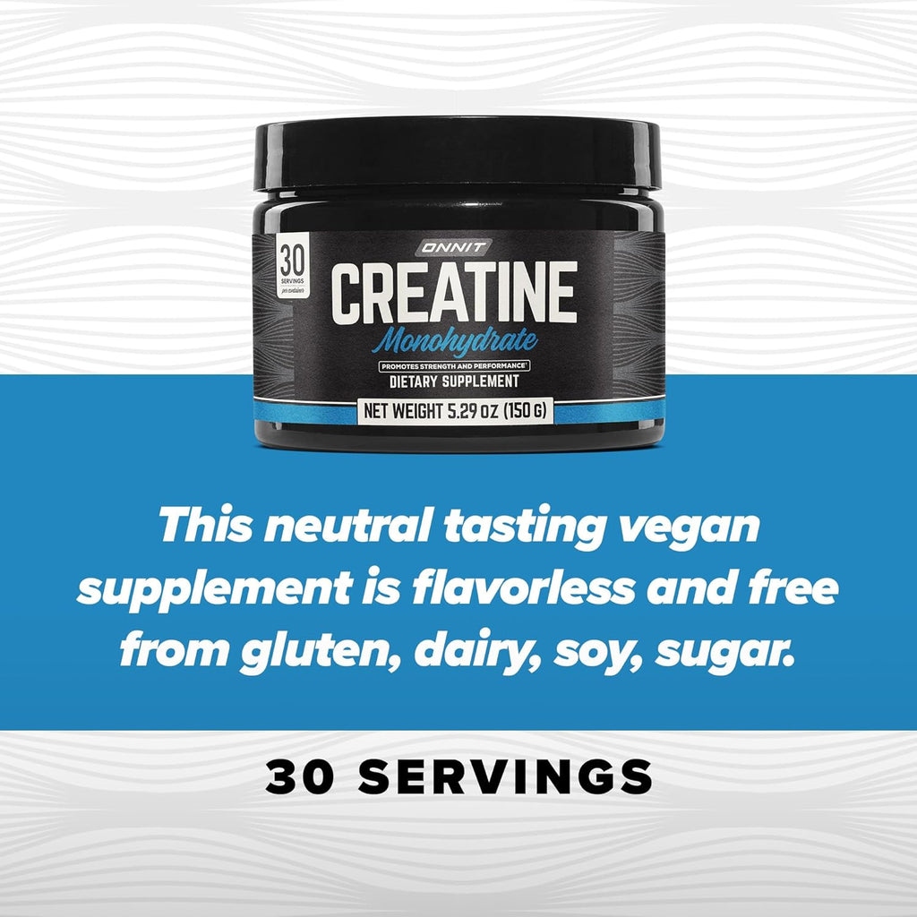ONNIT Creatine Monohydrate Powder – 5g Premium Creatine for Muscle Strength, Power & Lean Mass, Supports Brain Health & Cellular Energy, Unflavored, 30 Servings, 5.29 oz (3-Pack)