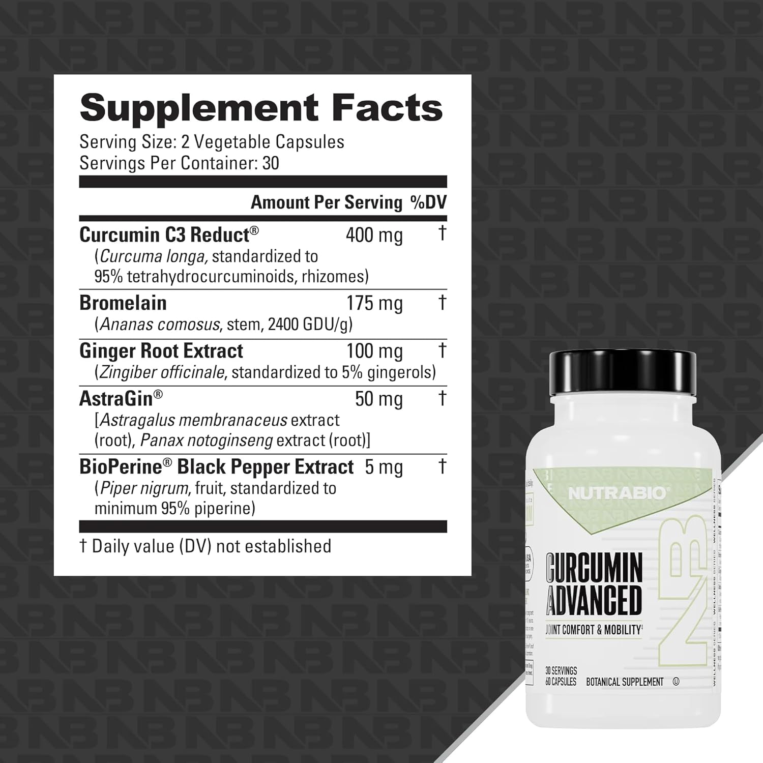 NutraBio Curcumin Advanced Digestion & Joint Support Complex, 60 Vegetable Capsules