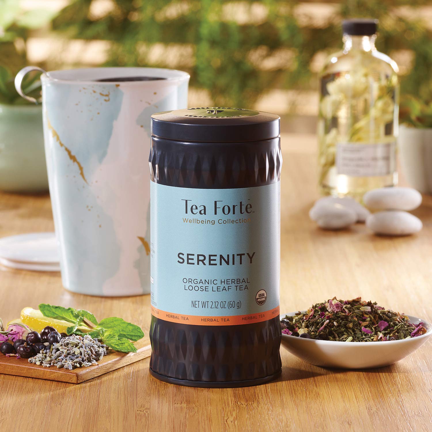 Tea Forte Serenity Premium Organic Loose Leaf Caffeine-Free Herbal Tea Blend Canister, Makes 35-50 Cups