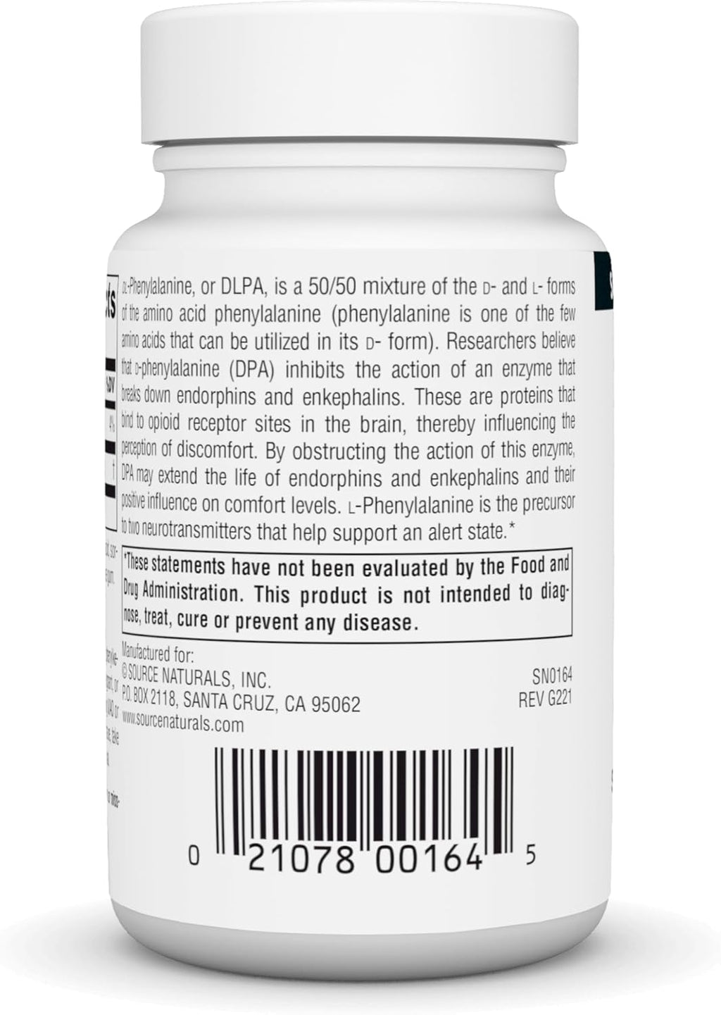 Source Naturals DLPA DL-Phenylalanine Supplement That Supports an Alert State* - 750 mg - 30 Tablets