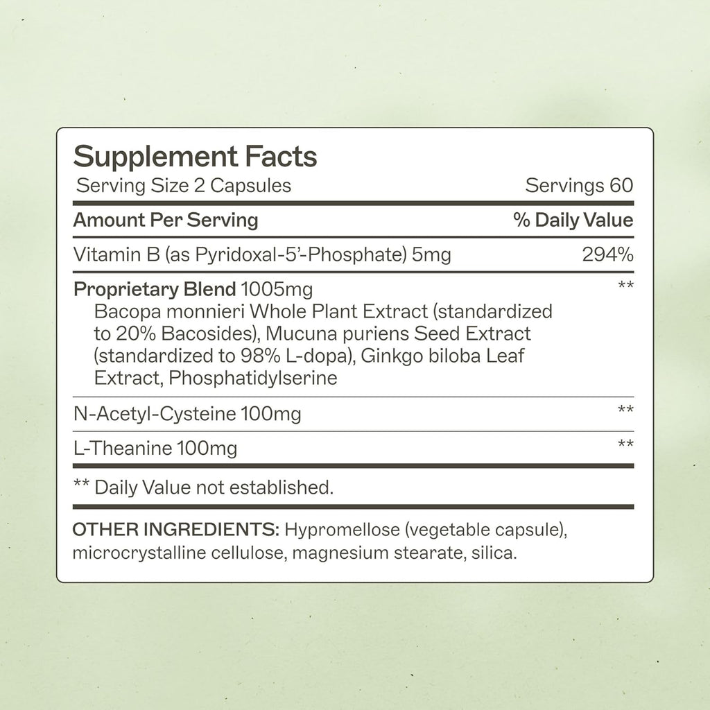 Amy Myers MD NeuroLive - Brain Health Supplement for Cognitive Function & Focus Support - with Vitamin B - Gluten-Free, Non-Dairy & Non-Soy - 120 Capsules (60 Servings)