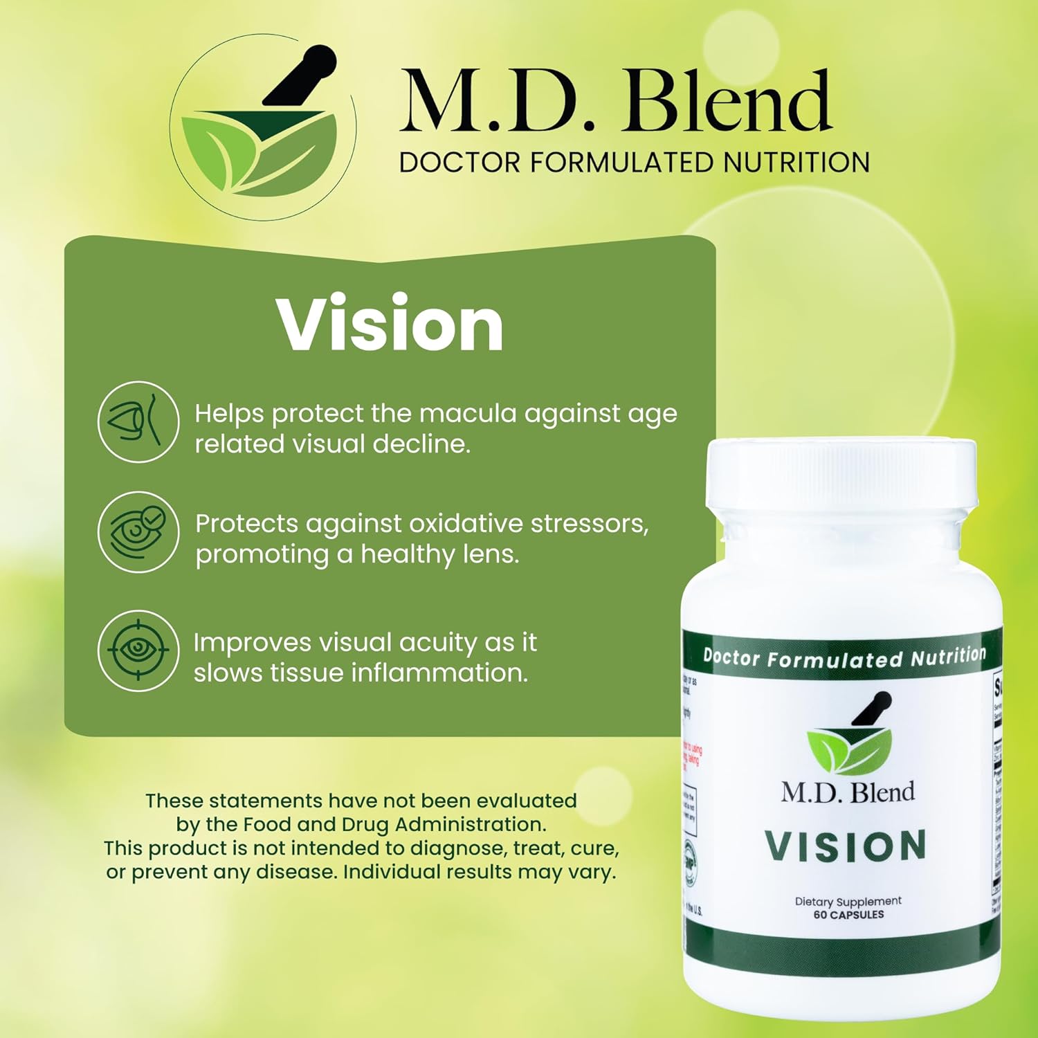Vision - Expert Formulated - Natural Robust Blend for Eye Wellness - with Lutein, Zeaxanthin, Astaxanthin, Zinc, Thiamine, Vitamins A & C - 30 Capsules(3 Pack)