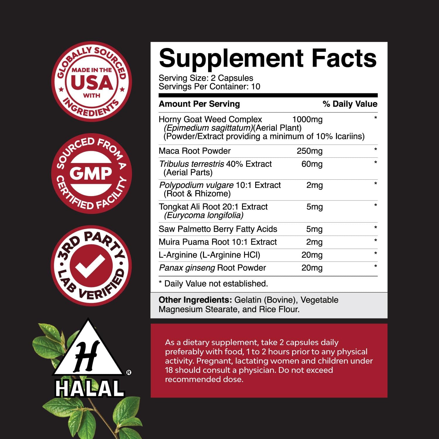 Bundle of Horny Goat Weed Complex with Tongkat Ali, Saw Palmetto, Panax Ginseng & Black Maca Root Plus Potent Herbal Supplement with Siberian Ginseng, Ashwagandha & Maca for Men’s Energy & Wellness