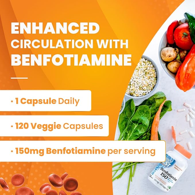 Doctors BEST Benfotiamine 150, Supports Glycemic Balance & Metabolic Response, Non-GMO, Gluten Free, Soy Free, Vegan 120 Veggie Caps