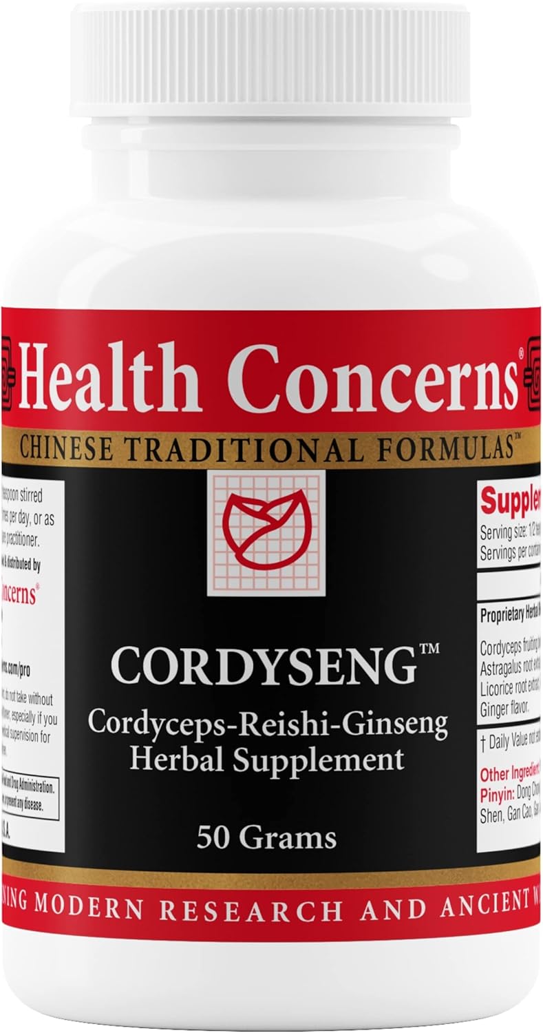 Health Concerns CordySeng Powder – Immune Defense & Respiratory Health – Adaptogenic Lung Support – Cordyceps Reishi Astragalus Ginseng Herbal Supplement – Digestive Tonic – 50 Gram Powder