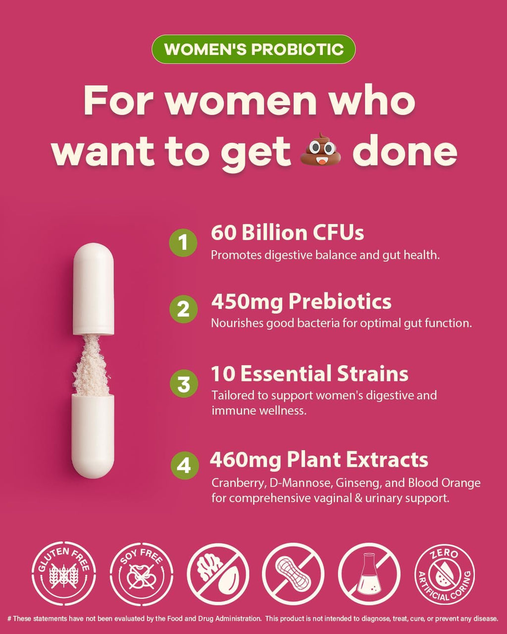 Probiotics for Women Digestive Health - 60 Billion Vaginal Probiotic Organic Prebiotics with Cranberry & D-Mannose for Gut, Urinary, Immune Health, Vegan & Non-GMO | 270 Capsules