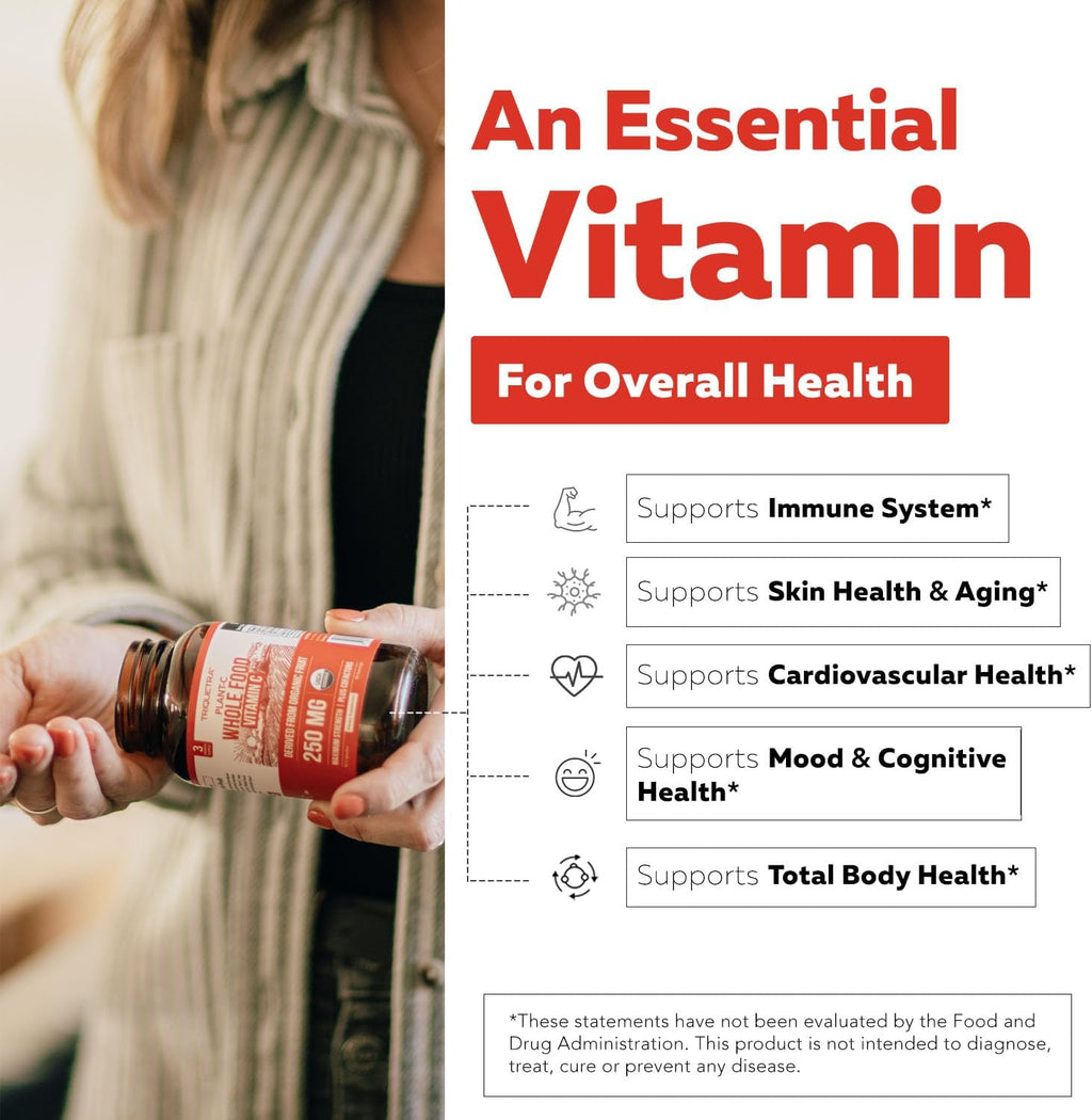 Organic Vitamin C | Whole Food Vitamin C from Fruit Plus Absorption Enhancing Cofactors - Vegan, Enhanced Bioavailability - Immune Support, Antioxidant, Total Health (90 Servings)