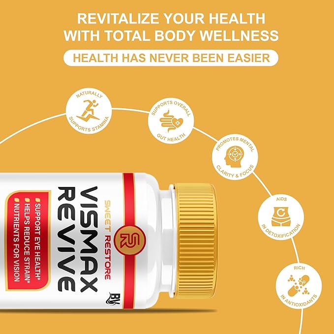 BLUE VIBE VisMax Revive Maximum Strength Overall Vision & Wellness Support Supplement, VismaxRevive Advanced Premium Vision Support and Eye Health Formula Supplement Pills (3 Pack - 180 Capsules)