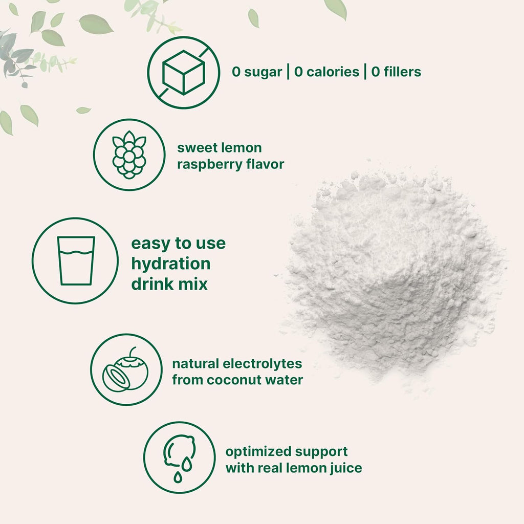 Micro Ingredients Hydration Electrolyte Powder, 1 lb (69 Servings) | Lemon Raspberry Flavor | High Potassium (1,000mg) + Coconut Water & Real Lemon Juice | No Sugar, Keto Friendly | Non-GMO