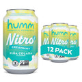 Humm Nitro Kombucha Piña Colada, Creamy Smooth Probiotic Drink with L-Theanine, Non-GMO, Vegan, Gluten Free, 12 fl oz (Pack of 12)