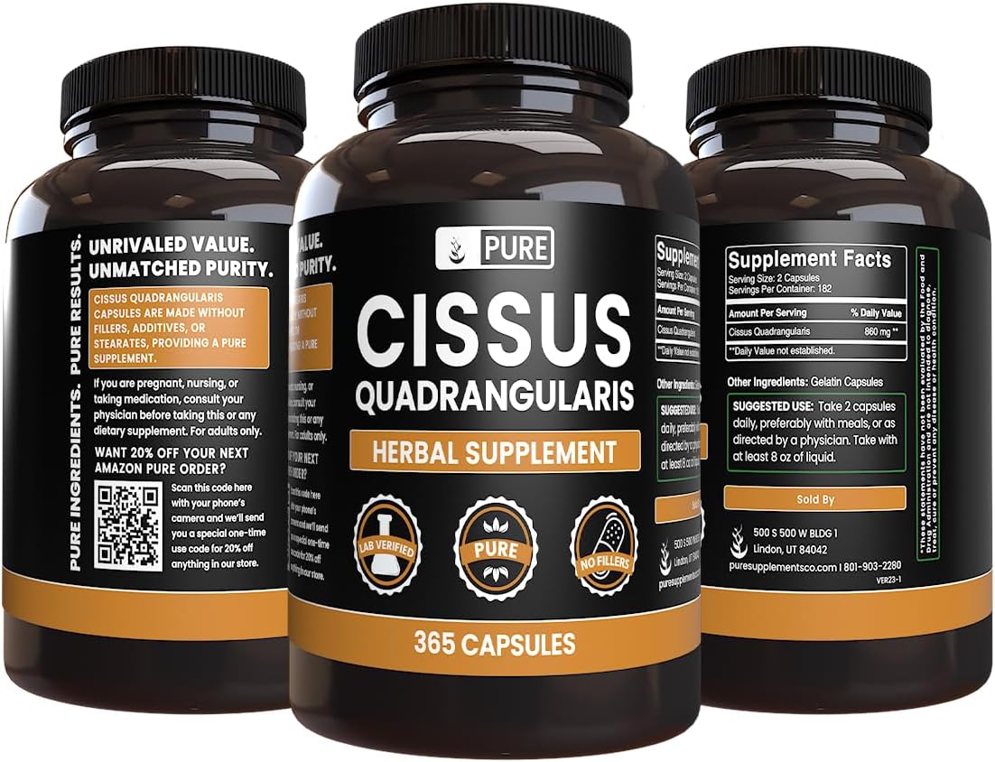 Pure Original Ingredients Cissus Quadrangularis (365 Capsules) No Magnesium Or Rice Fillers, Always Pure, Lab Verified