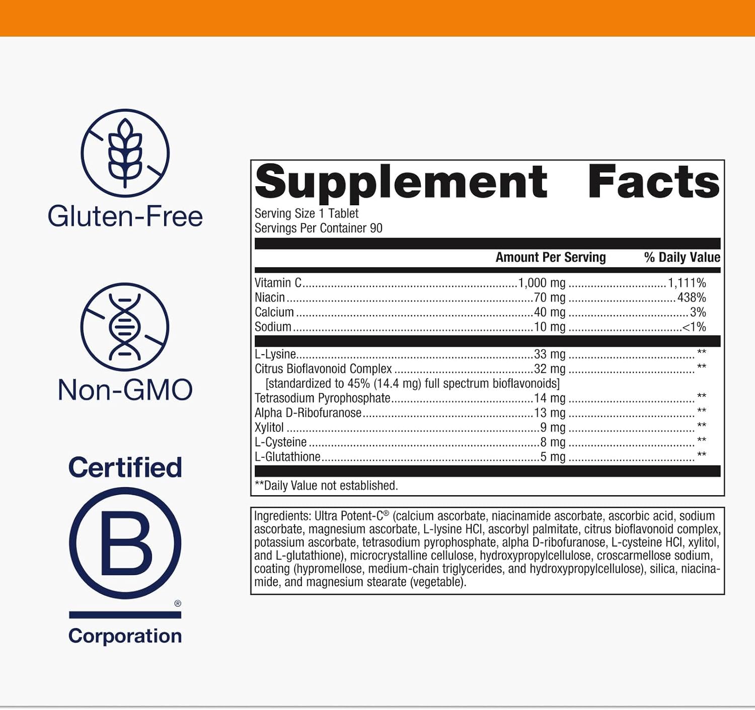 Metagenics Ultra Potent-C 1000 Vitamin C - Gentle, Buffered Vitamin C Supplement - Immune Support Supplement* - Ascorbic Acid - 90 Tablets