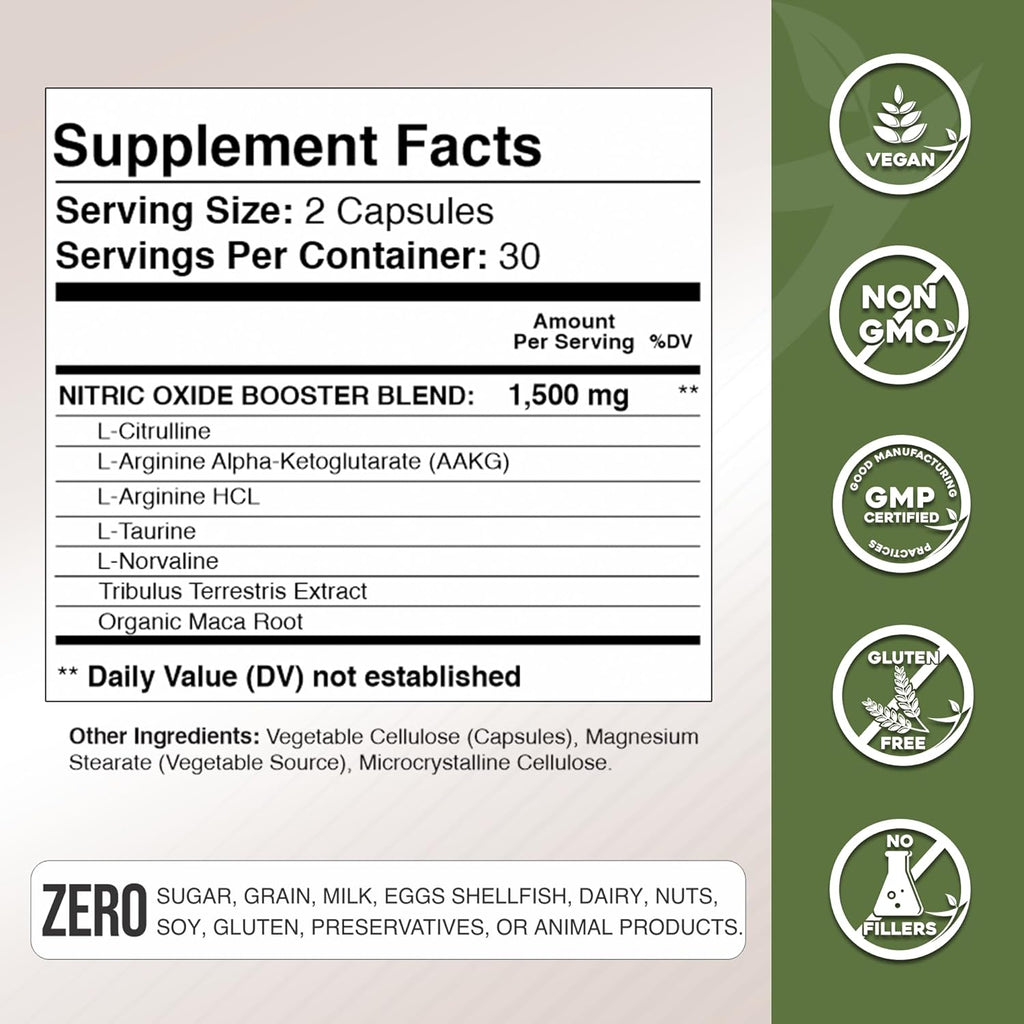 Gade Nutrition Nitric Oxide Supplement - L Arginine Capsules – Helps to Improve Energy, Endurance & Performance - Pre Workout - Muscle Builder - with All Essential Amino Acid and Maca Root
