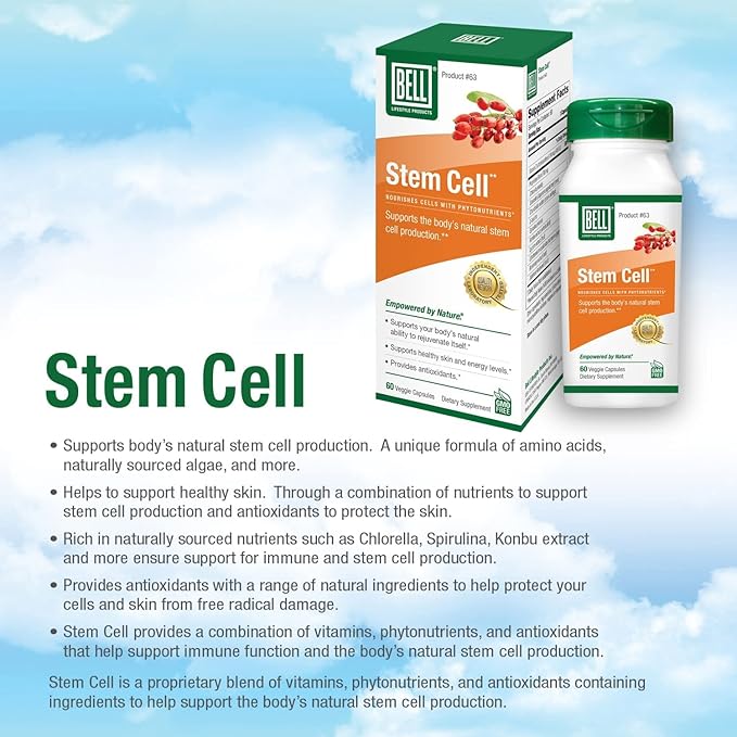 Bell Stem Cell Supplements - Supports Your Body's Natural Ability to Replace Worn Out Cells and Rejuvenate Tissue | Celulas Madres, Pack of 2 | 60 Capsules Each
