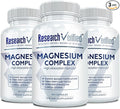 Research Verified Magnesium Complex - Brain, Muscle and Nerve Support - Magnesium Bisglycinate, Malate, Citrate, and Oxide - Bioperine - Vegan - 60 Capsules - Pack of 3