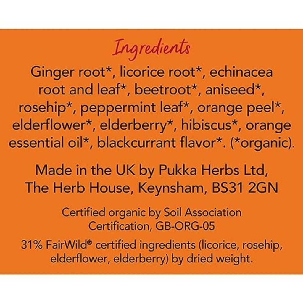 Pukka Elderberry & Echinacea Organic Herbal Tea, Perfect for Wellness Support, Caffeine Free, 80 Total Tea Bags (20ct - Pack of 4)