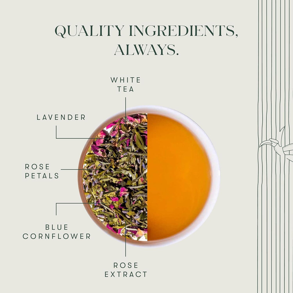 Luxmi Estates Lavender Valley Organic Loose Leaf Tea, (25g) Darjeeling Makaibari White Tea, Low Caffeine, Sleep Function Tea