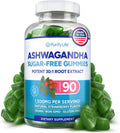 Sugar-Free Ashwagandha Gummies for Stress, Sleep & Mood Support - High-Potency 30:1 Ashwagandha Supplement Extract - Vegan Adaptogen Supplement for Women & Men, Natural Flavor, Plant-Based, 90 Gummies