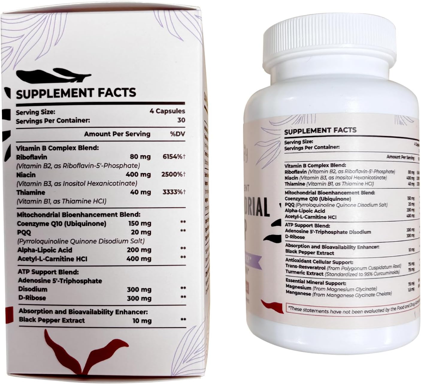2326 MG Mitochondrial Supplements with ATP, Vitamins, CoQ10 & PQQ, More Effective Than Creatine HMB & Nitric Oxide, Energy, Endurance, Strength, Recovery & Muscle, Organic, 120 Capsules