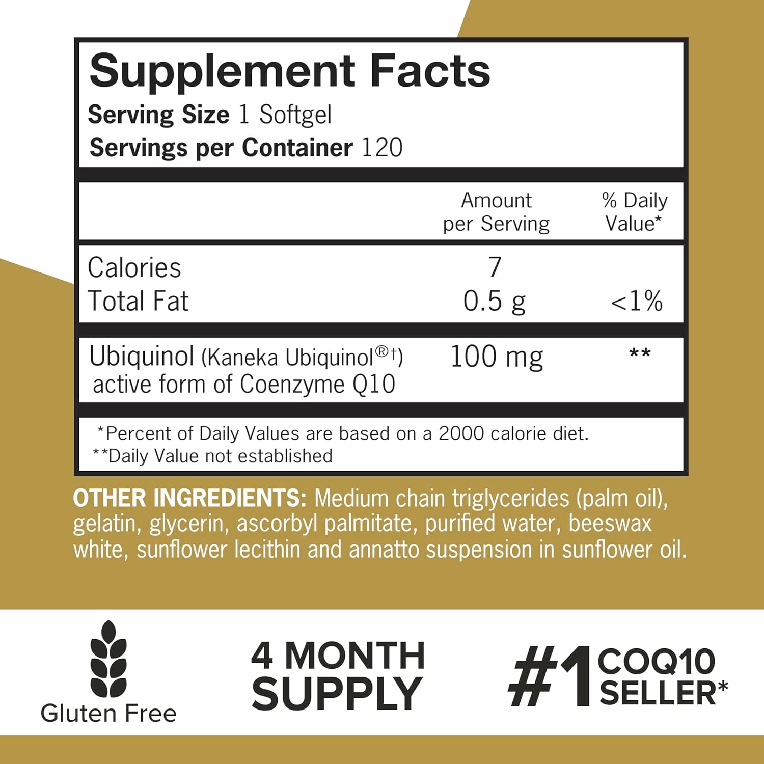 Qunol Ubiquinol CoQ10 100mg Softgels, Ubiquinol - Active Form of Coenzyme Q10, Antioxidant for Heart Health, Healthy Blood Pressure Levels, Beneficial to Statin Users, 120 Count