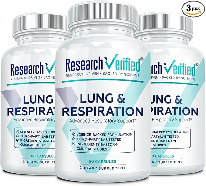 Research Verified Lung and Respiration - Seasonal Allergy and Sinus Support - Vitamin A, C & D, Quercetin, Nettle Leaf Extract - 180 Capsules - Made in The USA