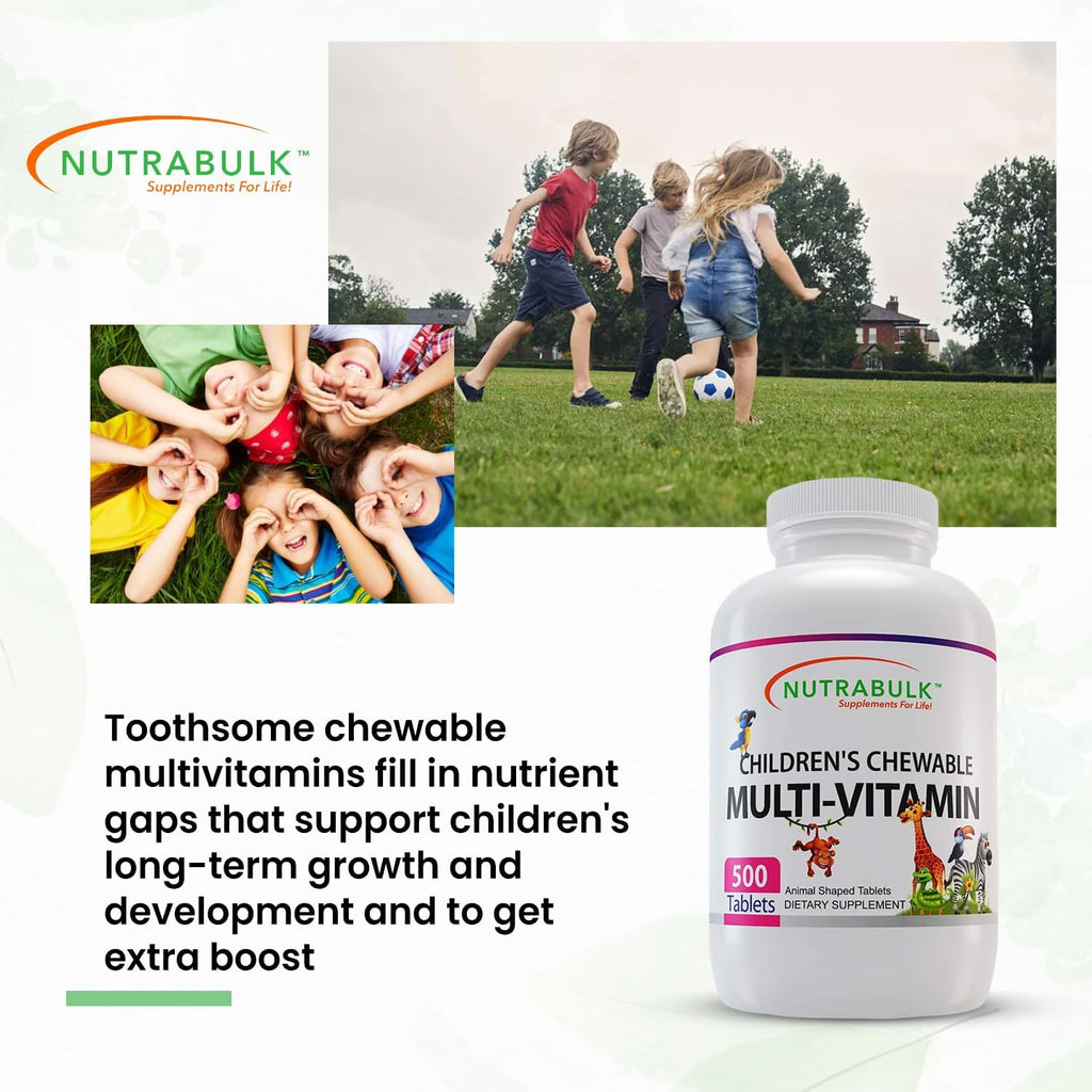 Children’s Chewable Multi-Vitamins - Promoting Kids' Overall Development - USA-Made, May Help to Support Immune, Bone, Brain & Overall Well Being- Vegan & Gluten Free - 500 Cherry Tablets