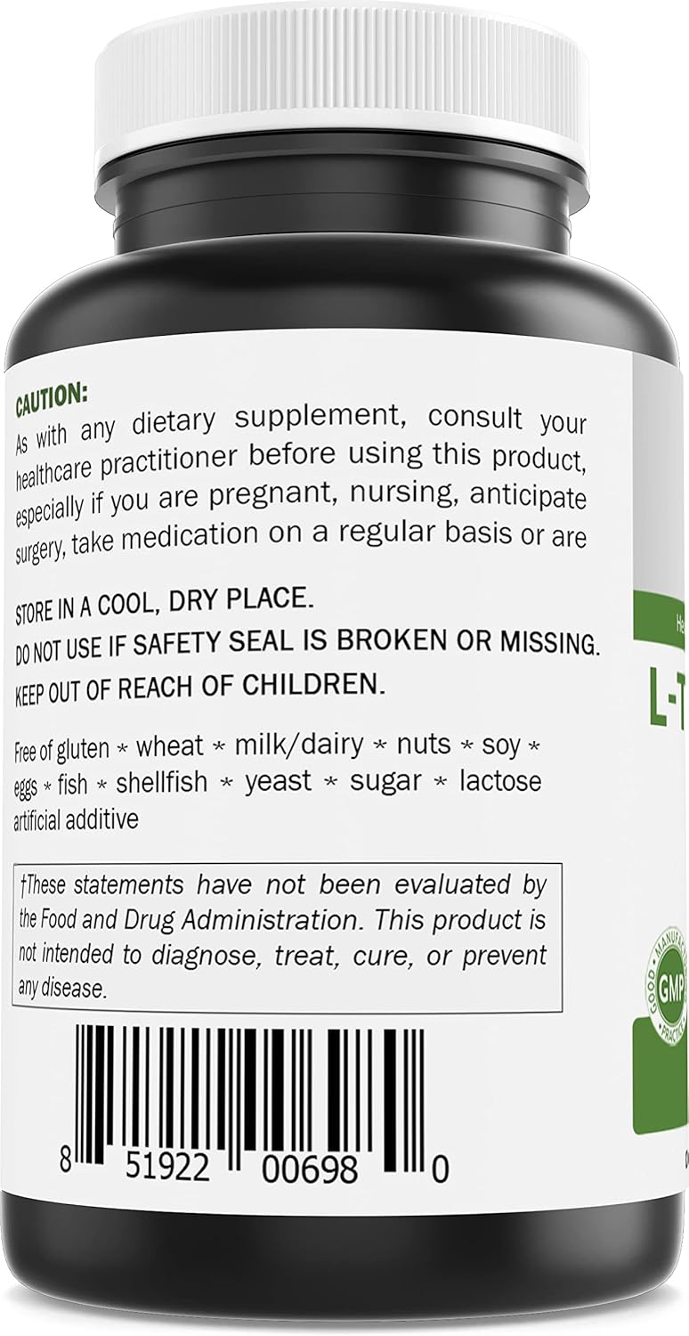 Brieofood L-Tryptophan 2000mg per Serving - 120 Tablets - Supports Poisitive Mood & Relaxation