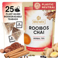 BREWIX, Rooibos Chai Tea Bags (25 Pyramid Tea Bags) Caffeine-Free, Herbal Tea, South African Red Tea | Rooibos, Cardamom, Cinnamon, Black Pepper, Nutmeg, Ginger & Clove