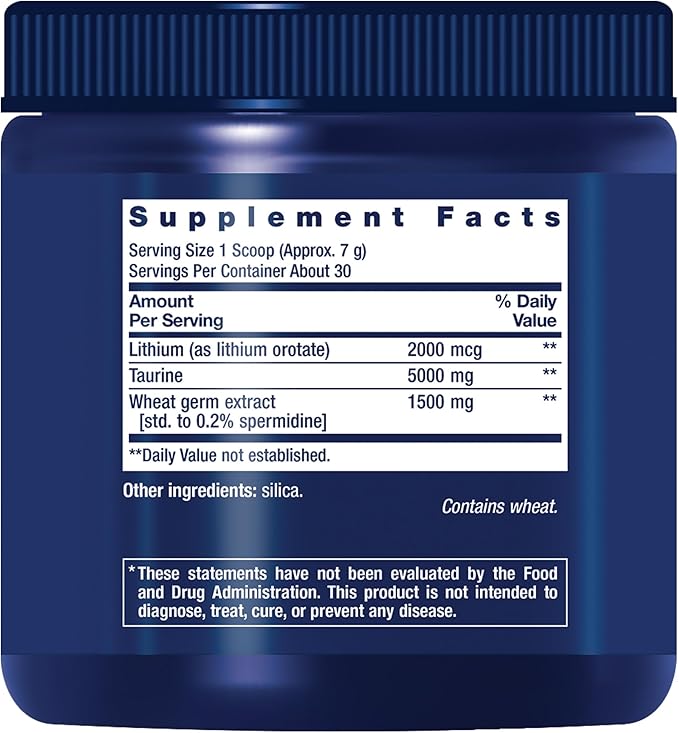 Life Extension Healthy Aging Powder, Healthy Aging Supplement, Heart Health, Brain Health, Exercise Performance, Taurine, Lithium, spermidine, Powder Blend, Non-GMO, Vegetarian, 30 Servings
