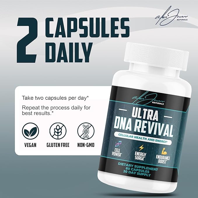 NAD+ Support Supplement | Ultra DNA Revival Formula | Cellular Energy & Wellness Support | Premium NMN + Resveratrol Blend | Vegan Capsules | 60 Count