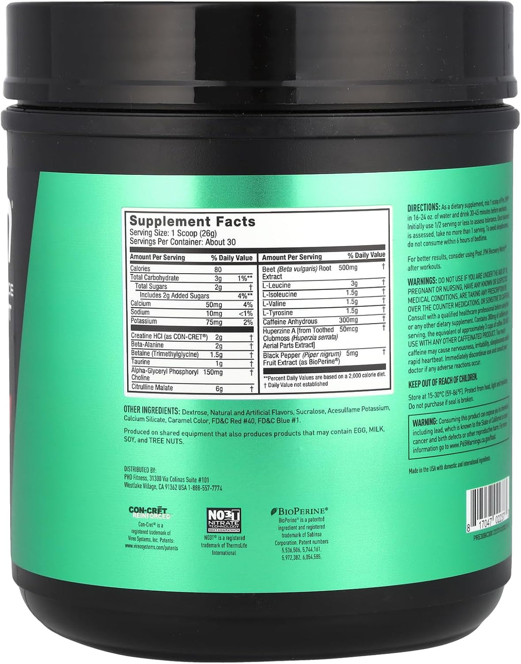 JYM Supplement Science Pre JYM Black Cherry Pre Workout Powder for Men & Women, BCAAs, Nootropics, Creatine HCI, Citrulline, Beta-Alanine, Betaine, Taurine, Huperzine, 30 Servings