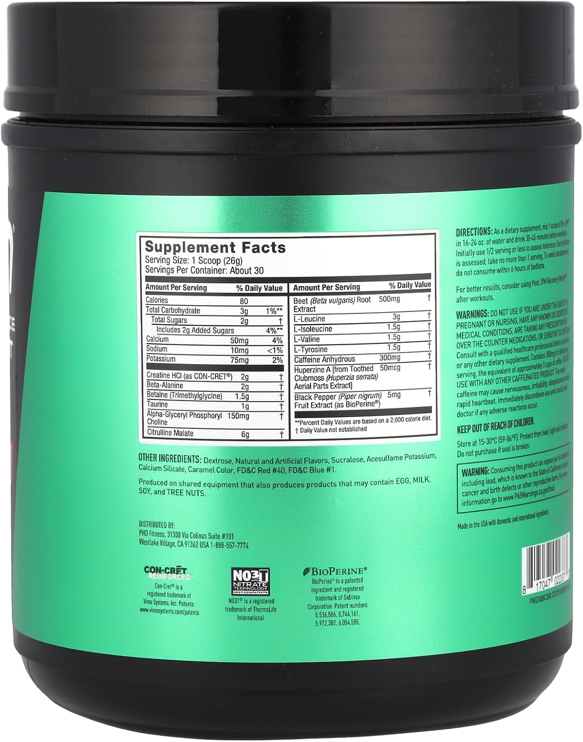 JYM Supplement Science Pre JYM Black Cherry Pre Workout Powder for Men & Women, BCAAs, Nootropics, Creatine HCI, Citrulline, Beta-Alanine, Betaine, Taurine, Huperzine, 30 Servings