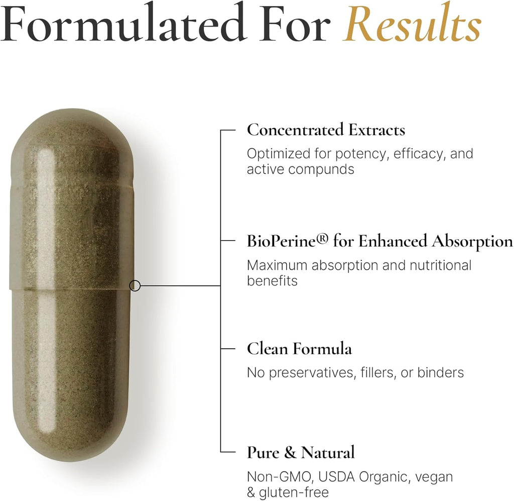 Restore Organic Sea Moss + Adaptogen Complex – Gut & Immune Support with Ashwagandha, Black Seed Oil & BioPerine® for Enhanced Absorption – Daily Wellness Formula for Stress & Energy (60 Capsules)