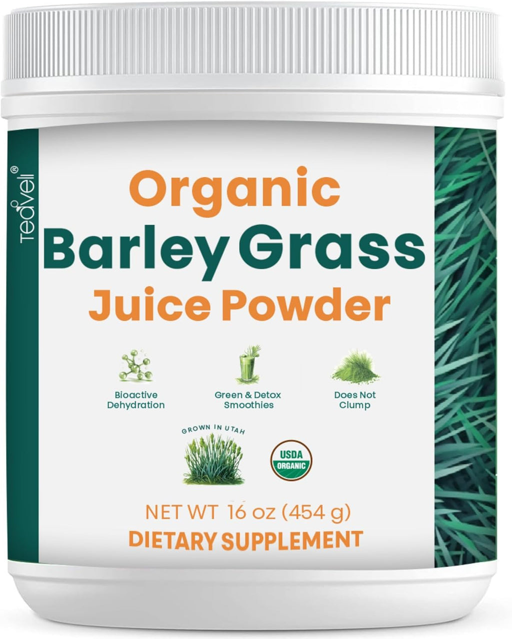 Organic Barley Grass Juice Powder- Grown and Harvested in The Fertile Utah Soil - 16 Ounces (454 Grams)