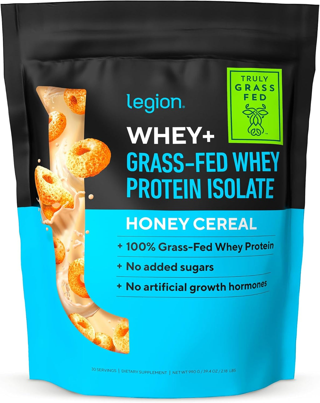 LEGION Whey+ Protein Whey Isolate from Grass Fed Cows - Whey Protein Isolate Powder Low Calorie, Non-GMO, Sugar Free, Lactose and Gluten Free, All Natural Protein Powder for Men & Women, 30 Servings